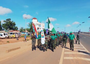 ECOMIG NIGCOY 10 CONDUCTS JOINT ROUTE MARCH AHEAD OF NIGERIA’S 65TH INDEPENDENCE ANNIVERSARY