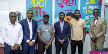 SaloneAdventures& High School Africa teams pose with the CEO of Afrimoney and team