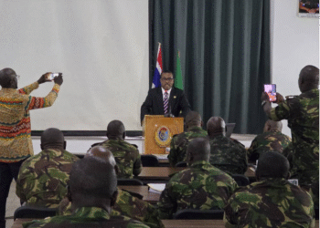 Ghana High Commissioner to Sierra Leone, H.E. Senalor K. Yawlui, PhD during his presentation at Horton Command and Staff College