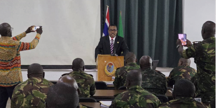 Ghana High Commissioner to Sierra Leone, H.E. Senalor K. Yawlui, PhD during his presentation at Horton Command and Staff College